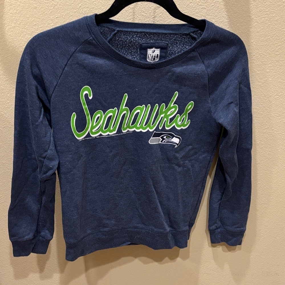 NFL Seahawks Navy and Green kids Sweatshirt - Picture 2 of 9